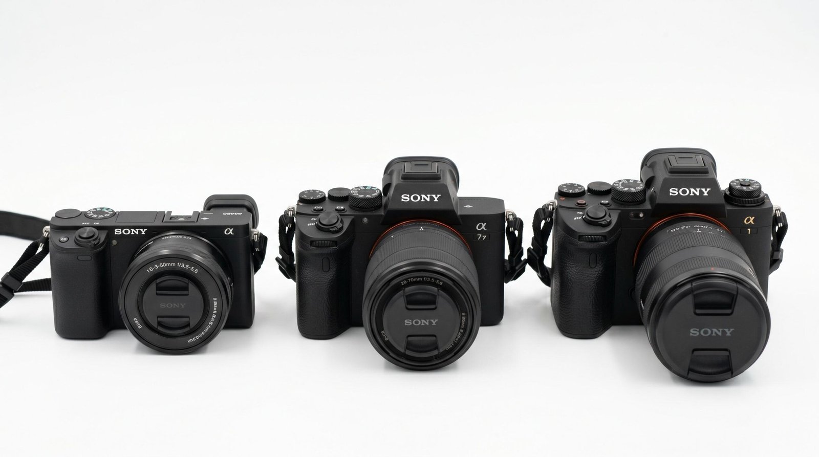 Real Estate Photography Cameras - Entry, Mid-Range, Professional Tiers Three mirrorless cameras at different price tiers for real estate photography - entry level, mid-range, and professional