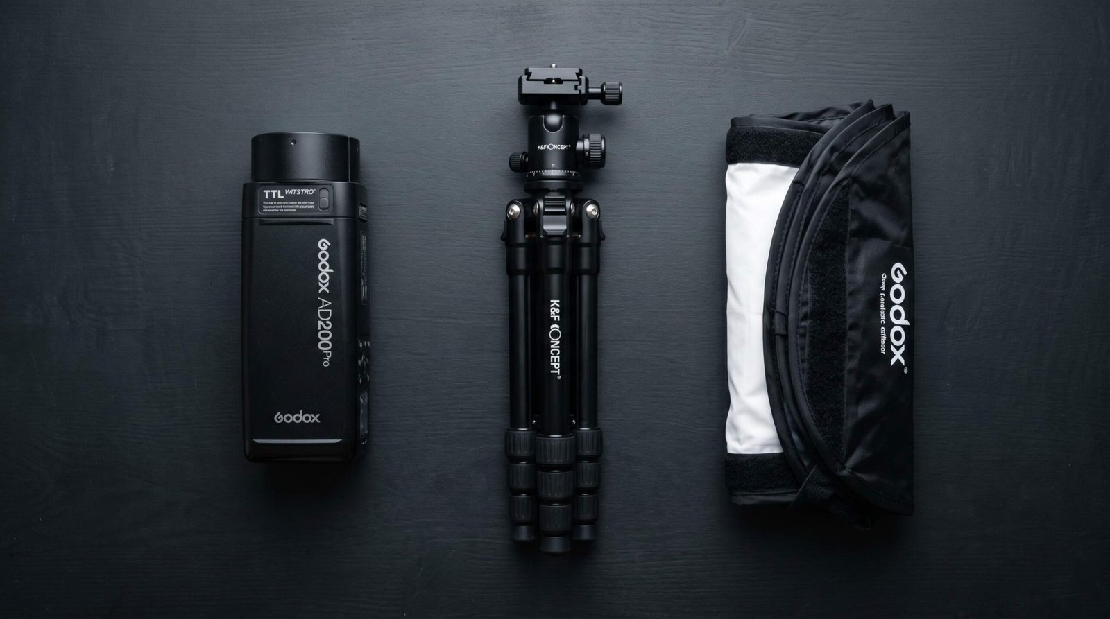 Real Estate Photography Lighting Equipment Real estate photography lighting equipment - Godox flash strobe, tripod, and softbox diffuser